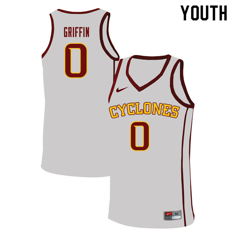 Youth #0 Zion Griffin Iowa State Cyclones College Basketball Jerseys Sale-White